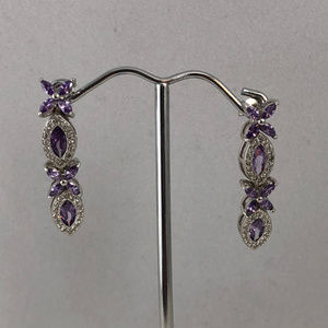 Amethyst & White Topaz 925 Silver Post Earrings